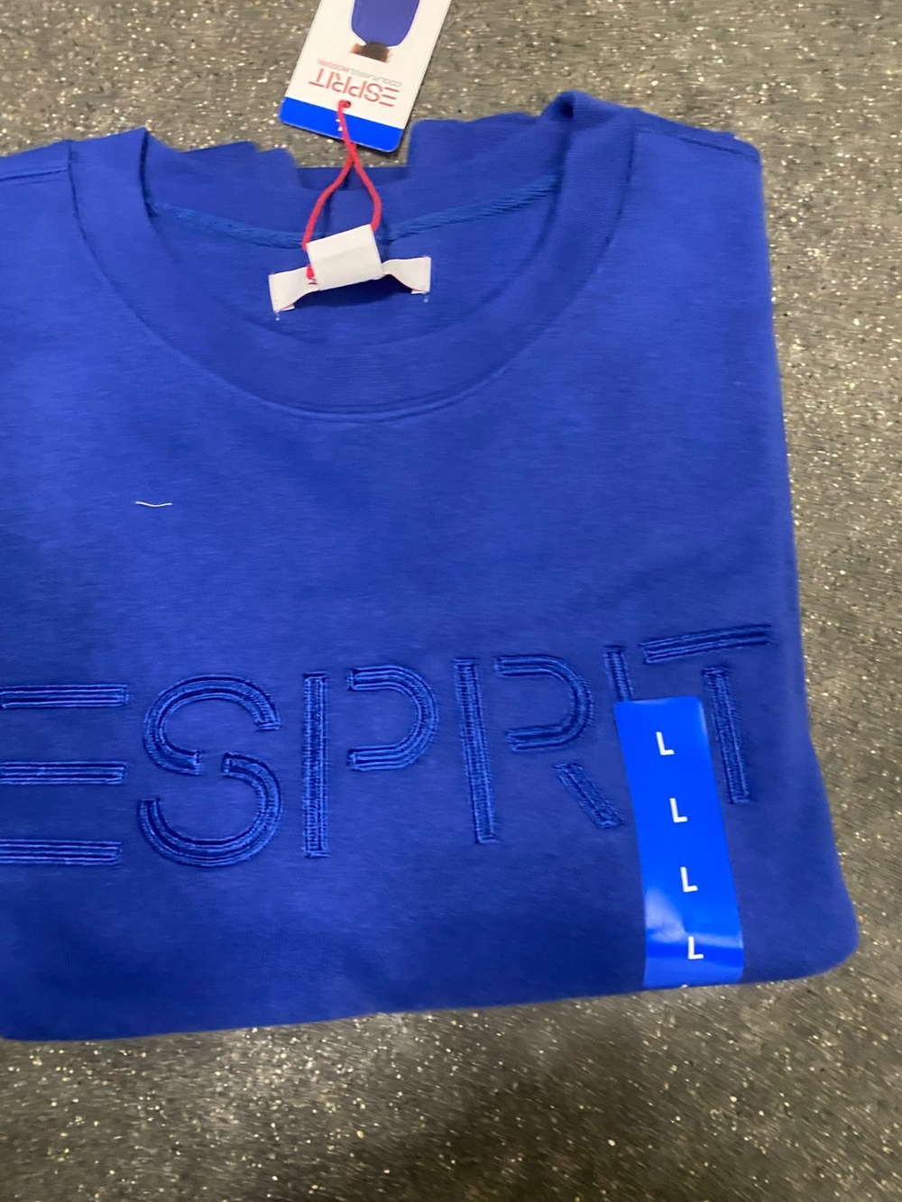 Esprit women’s Bright Blue Embroidered Logo Crewneck